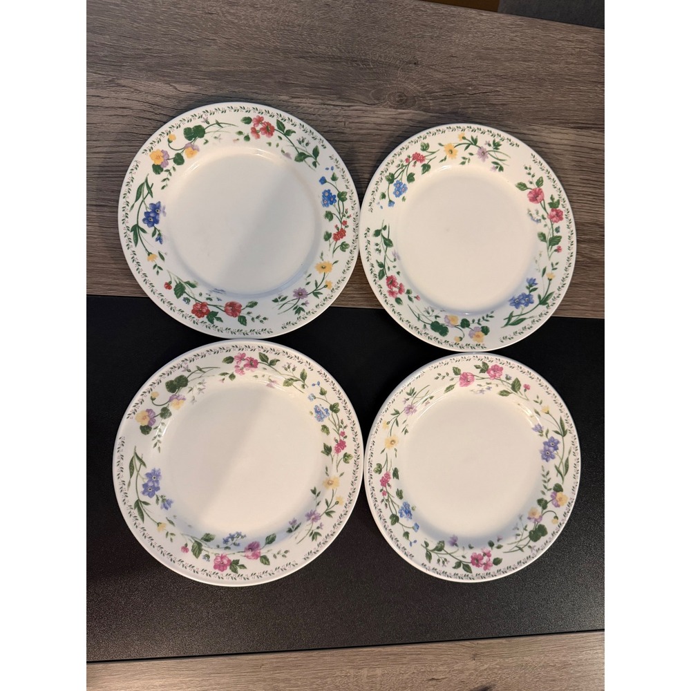 Farberware English Garden Stoneware Salad Dessert Plates Set of 4 Floral 7.5 In